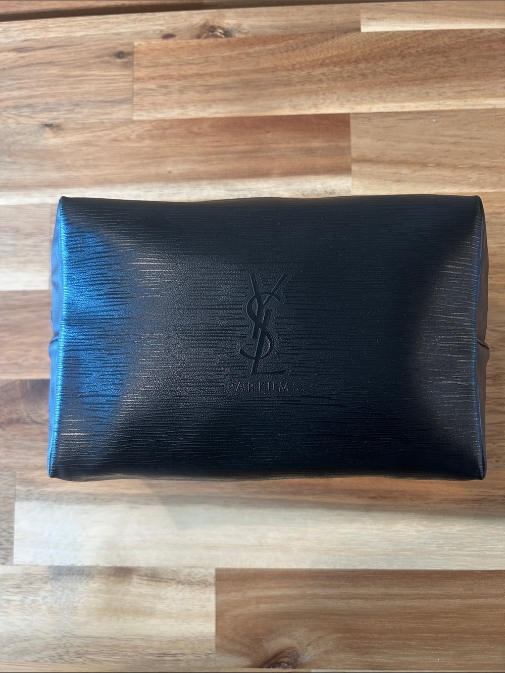 Yves Saint Laurent Black Embossed Leather Toiletry Pouch